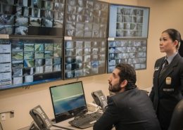 Wincon security guards virtually monitoring large condo building
